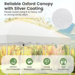 Foldable 10 X 10 Feet Pop up Canopy Tent with Wheeled Bag-White