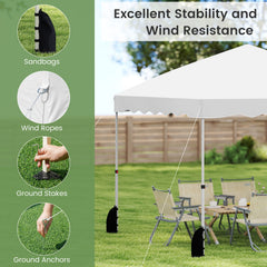 Foldable 10 X 10 Feet Pop up Canopy Tent with Wheeled Bag-White