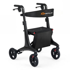 Foldable Rollator Rolling Walker with Seat for Seniors-Black