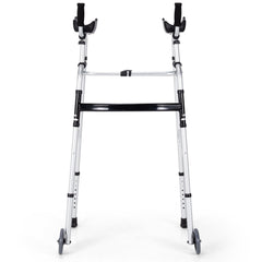 Folding Height Adjustable Walking Frame with Armrest Support-Silver