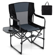 Folding Camping Chair with Side Table and Cup Holder with Carrying Bag