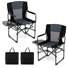 Folding Camping Chair with Side Table and Cup Holder with Carrying Bag
