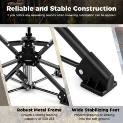 Folding Camping Stool 360° Swivel Hunting Chair with Anti-Sink Feet