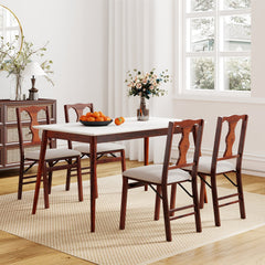 Folding Chairs Set of 2 Upholstered Dining Chairs with Comfy Padded Seats-Brown