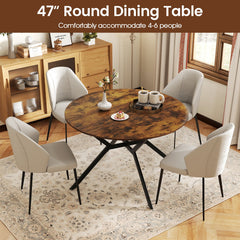 Folding Dining Table 47 Inch Extendable Round Kitchen Table with Drop Leaves