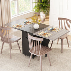Folding Dining Table 3-in-1 Space-Saving Drop Leaf Kitchen Table with Lockable Wheels