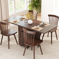 Folding Dining Table 3-in-1 Space-Saving Drop Leaf Kitchen Table with Lockable Wheels