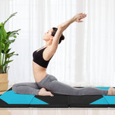 10 Feet x 4 Feet x 2 Inch Folding Exercise Mat with Hook and Loop Fasteners-Navy