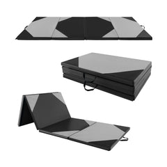 10 Feet x 4 Feet x 2 Inch Folding Exercise Mat with Hook and Loop Fasteners-Gray