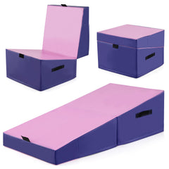 Folding Incline Yoga Gymnastics Tumbling Mat with EPE Foam-Pink