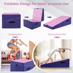 Folding Incline Yoga Gymnastics Tumbling Mat with EPE Foam-Pink