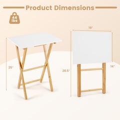Folding TV Tray Tables Set of 2 for Small Spaces Bedroom and Living Room-White