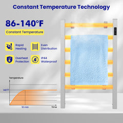 Freestanding and Wall-mounted 6 Bars Towel Warmer with Timer and LED Display