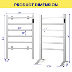 Freestanding and Wall-mounted 6 Bars Towel Warmer with Timer and LED Display