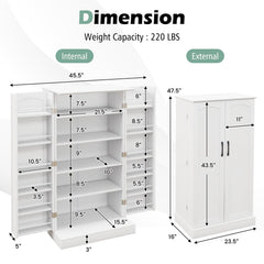 Freestanding Buffet Cupboards Sideboard with 2 Doors and Anti-Tipping Devices-White