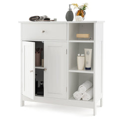Bathroom Cabinet Floor Cabinet with Drawer and Open Compartments-White