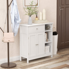 Bathroom Cabinet Floor Cabinet with Drawer and Open Compartments-White