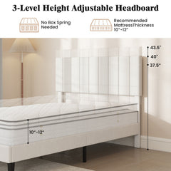 Full Size Velvet Upholstered Platform Bed Frame
