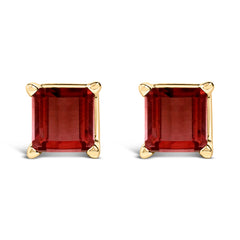 14K White Gold 5x5MM Princess Cut Purple Amethyst Solitaire Stud Earrings