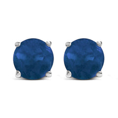 14K White Gold 5X5MM Round Purple Amethyst Solitaire Stud Earrings