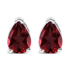 14K White Gold 6x4MM Pear Shaped Purple Amethyst Solitaire Stud Earrings