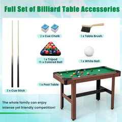 48 Inch Pool Wooden Game Table with Full Set of Ballsfor Kids and Adults