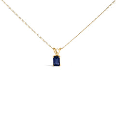 14K White Gold 6x4MM Emerald Cut Purple Amethyst Solitaire Pendant Necklace