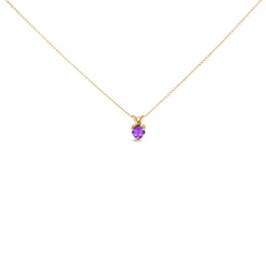 14K White Gold 5X5 MM Heart Shaped Purple Amethyst Solitaire Pendant Necklace