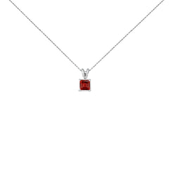 14K White Gold 5x5 MM Square Shaped Purple Amethyst Solitaire Pendant Necklace