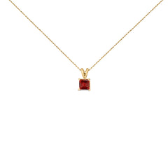 14K White Gold 5x5 MM Square Shaped Purple Amethyst Solitaire Pendant Necklace