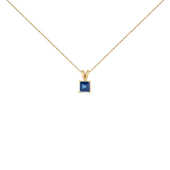 14K White Gold 5x5 MM Square Shaped Purple Amethyst Solitaire Pendant Necklace