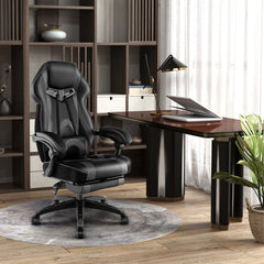 Gaming Chair Racing Style Swivel Chair with Footrest and Adjustable Lumbar Pillow