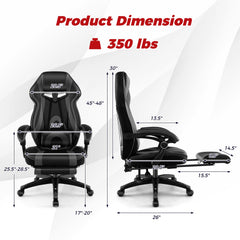 Gaming Chair Racing Style Swivel Chair with Footrest and Adjustable Lumbar Pillow