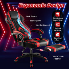 Gaming Chair Racing Style Swivel Chair with Footrest and Adjustable Lumbar Pillow
