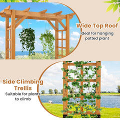 7/7.5 Feet Garden Arch Wooden Arbor Outdoor Wood Trellis for Climbing Plants