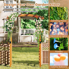 7/7.5 Feet Garden Arch Wooden Arbor Outdoor Wood Trellis for Climbing Plants