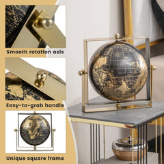 Geographic 6/ 8/ 10 Inch World Globe with Clear Printing and Square Frame