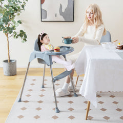 4-in-1 Convertible Baby High Chair with Removable Double Tray-Gray