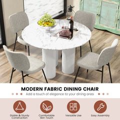 Set of 2 Modern Armless Dining Chairs with Linen Fabric