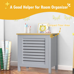 Wooden Kids Toy Storage Organizer with Lid-Gray