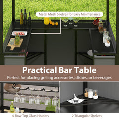 Grill Gazebo with Awning 3-Piece Outdoor BBQ Canopy Double-Tier Soft Top Barbecue Shelter