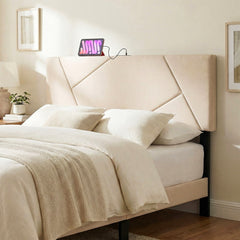Headboard for Full Size Bed and Queen Geometric Upholstered Head Board