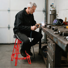 Heavy-Duty Aluminum Garage Bar Chair with 360° Swiveling Seat-Red