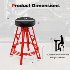 Heavy-Duty Aluminum Garage Bar Chair with 360° Swiveling Seat-Red