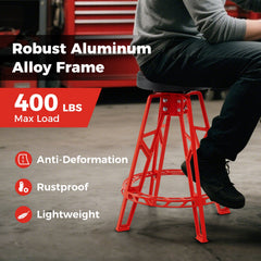 Heavy-Duty Aluminum Garage Bar Chair with 360° Swiveling Seat-Red