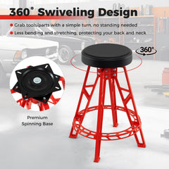 Heavy-Duty Aluminum Garage Bar Chair with 360° Swiveling Seat-Red