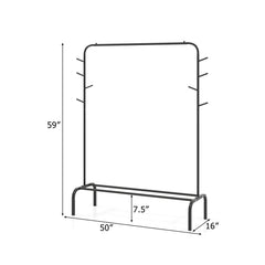 Heavy Duty Clothes Rack 50-Inch Wide Metal Garment Wardrobe Rack-Black