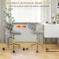 360° Height Adjustable Swivel Upholstered Desk Computer Chair with Hand-woven Back