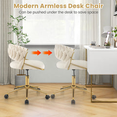 360° Height Adjustable Swivel Upholstered Desk Computer Chair with Hand-woven Back