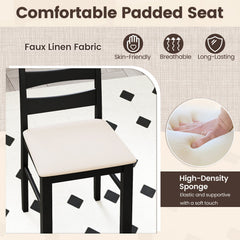High Back Dining Room Chairs Set of 2 with Padded Seat-Black